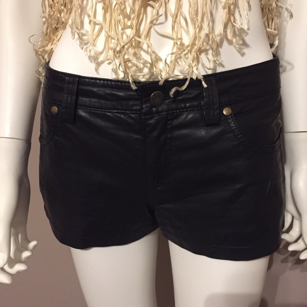 Free People Vegan Black Leather Shorts Size Small